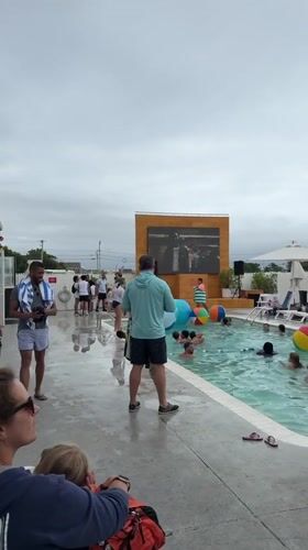 Pool party with LED stage setup in Provincetown, MA