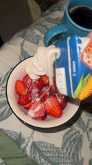 Strawberries and cream preparation documented in Krasnoyarsk