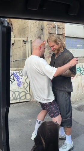 Afternoon hangout in a Tbilisi alleyway with a Cocker Spaniel