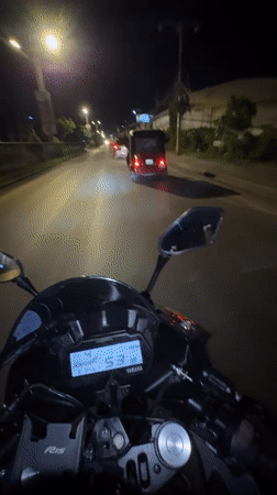 Night motorcycle ride through Davao City commercial district