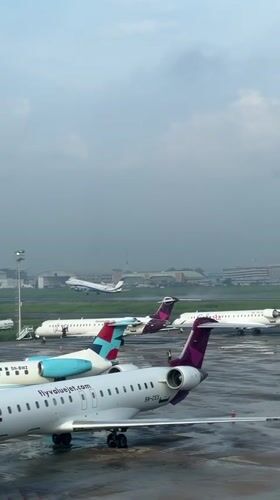 Morning airport operations captured at Lagos international terminal
