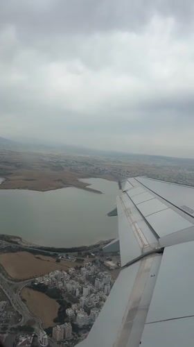 Aerial view captured over Larnaca Cyprus from airplane window