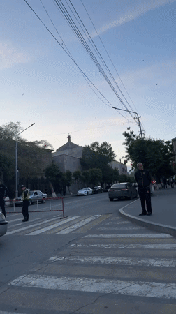 Routine street activity observed in Vagharshapat, Armenia