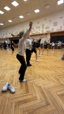 Children's dance practice session documented in Riga facility