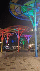 Colorful night lights at a Phú Quốc landmark walkway