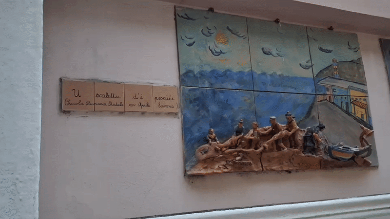 Maritime memorial murals documented along Savona waterfront walls