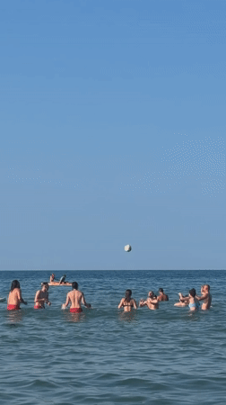 Sun, sand, and ocean play on a clear beach afternoon