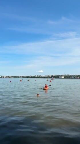 Summer recreation on a calm lake near Votkinsk