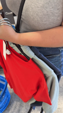 Nutella biscuits and a red tee at an Arlington Heights checkout