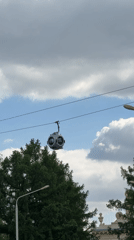 Cable car spotted in motion over Moscow skies