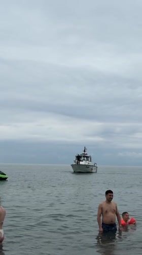 Batumi's Black Sea coast on a busy July morning