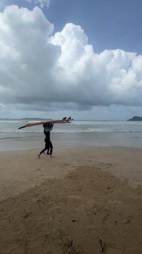 Early morning surfing session observed in Weligama, Sri Lanka