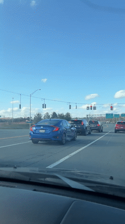 Traffic stops at red light in Newburgh