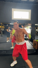 Shadow boxing session at a Chalong gym, all smiles.