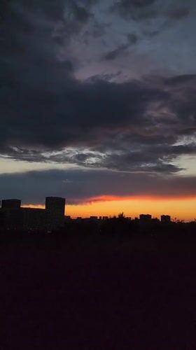 Moscow skyline at golden hour, clouds and color