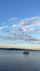 Hot air balloons over the Volga River at Nizhny Novgorod