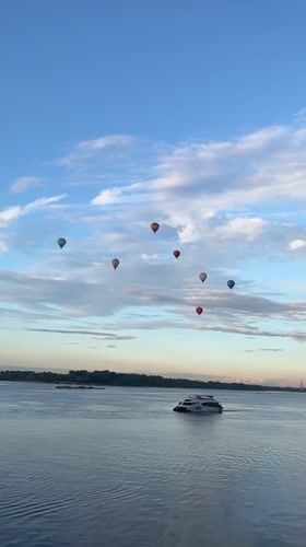 Hot air balloons over the Volga River at Nizhny Novgorod