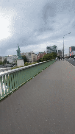 Paris's Seine-side Statue of Liberty replica seen from the bridge