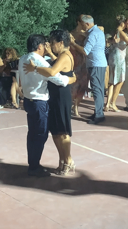 Tango night on a Tuscan plaza in San Quirico d'Orcia