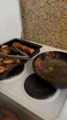 Easter meal preparations captured in early morning Krasnoyarsk kitchen