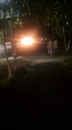 Nighttime street activity recorded in Kokshetau, Kazakhstan