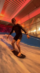 Indoor bodyboarding session at Khabarovsk wave park