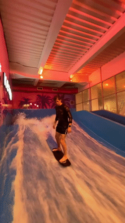 Indoor bodyboarding session at Khabarovsk wave park
