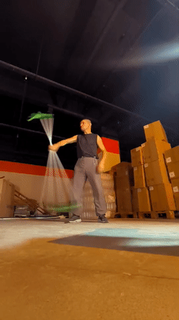 Warehouse flow practice: flags, ribbons, and nunchucks in Karaganda