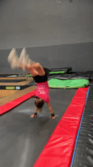Young athletes practice gymnastics at Buenos Aires trampoline facility