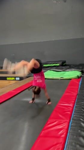 Young athletes practice gymnastics at Buenos Aires trampoline facility