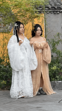 Traditional dress photography session observed in Yuzhong District plaza
