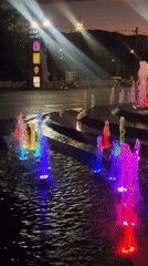 Illuminated fountain display observed in Chiang Mai, Thailand