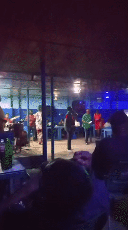 Live band performs at outdoor bar in Sabon Tasha