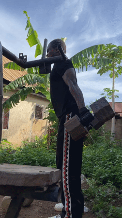 Outdoor strength training session documented in Akwanga, Nigeria
