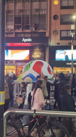 Giant inflatable soccer ball anchors a Buenos Aires fan zone