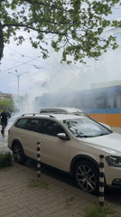 Tram emits smoke in Sofia drawing crowds of onlookers