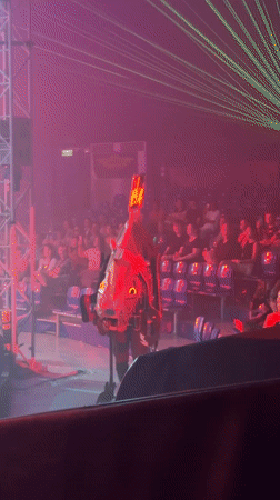 Futuristic circus performance with drummers and aerial acts in Kathu