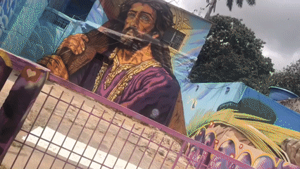 Street murals featuring religious imagery documented in La Asuncion