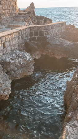 Afternoon at a rocky Adriatic coastline in Pečurice, Montenegro