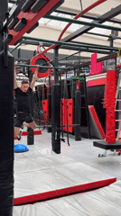 Group trains at obstacle course gym in Kazan