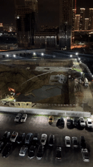 Nighttime construction site documented in Moscow