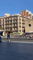 Afternoon skate session at a Barcelona plaza