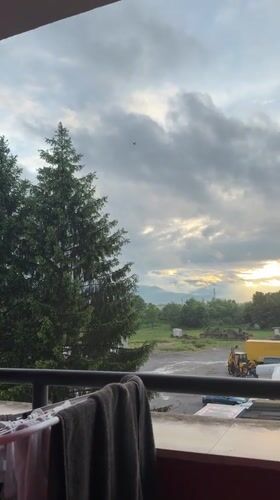 Dramatic sunset captured from balcony in Botevgrad, Bulgaria