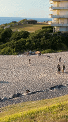 Late afternoon at a crowded Biarritz beach