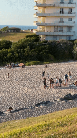 Late afternoon at a crowded Biarritz beach