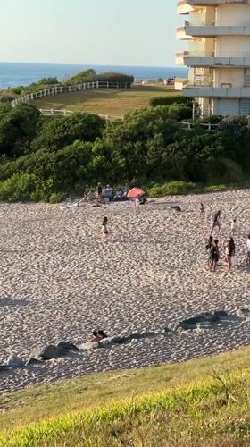 Late afternoon at a crowded Biarritz beach