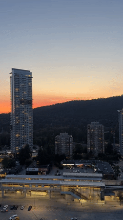 Coquitlam skyline at dusk, caught from multiple angles