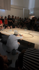 Model train demonstration draws crowd in Paris exhibition hall