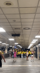 Morning pedestrian activity captured in Barcelona subway station