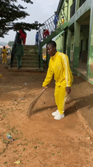 Morning cleanup and student activity at Gura Top school